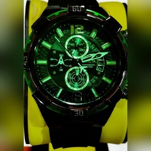 Invicta 50.5mm Aviator Green Tinted Dial With A Black Silicone Band